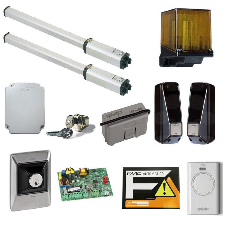 Kit Automazione Cancello Doppio Battente 230V Uso Intensivo Anta Max 1,8m | Oleodinamico + Fotocellule + Telecomando | FAAC 412 LeaderKit